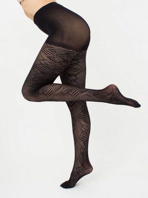 Giulia - Rete Light Tissue 80den collants à motif géométrique - Noir - M - Kiabi