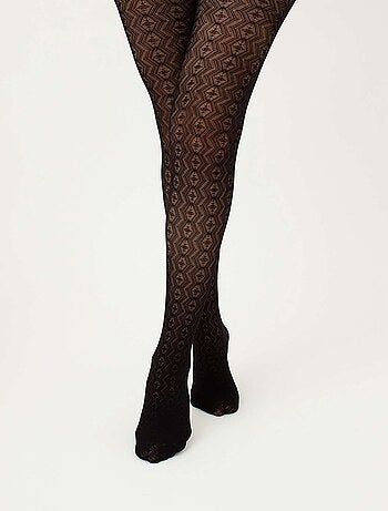 Giulia - Tissue 20den Collants à motifs g��ométriques - Noir - L