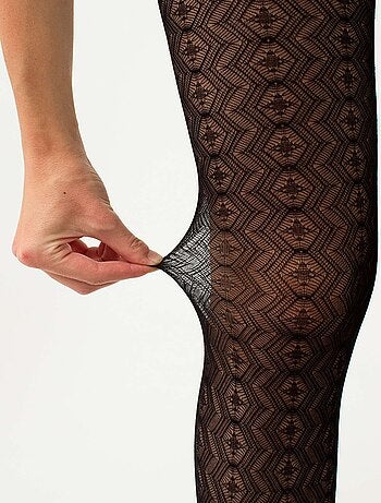 Giulia - Tissue 20den Collants à motifs g��ométriques - Noir - L