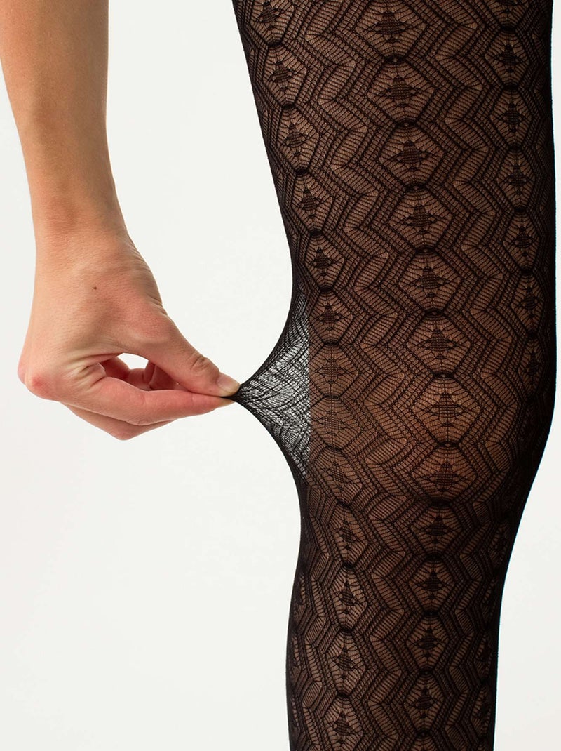 Giulia - Tissue 20den Collants à motifs géométriques - Noir - L Noir - Kiabi