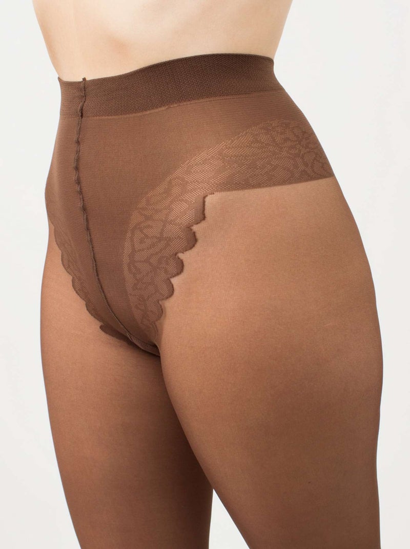 Giulia, Chic 20den Collants avec culotte bikini et couture noire (multipack)- Cappuccino -  L Marron cappuccino - Kiabi