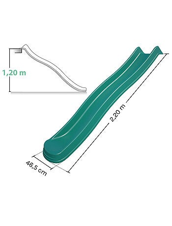 Glissière toboggan double vague pour portiques à plateformes H120 cm