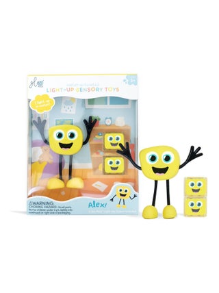 Glo Pals - Personnage Alex jaune et 2 cubes lumineux