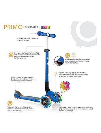 GLOBBER - Trottinette évolutive enfant lumineuse et pliable Primo - Vert