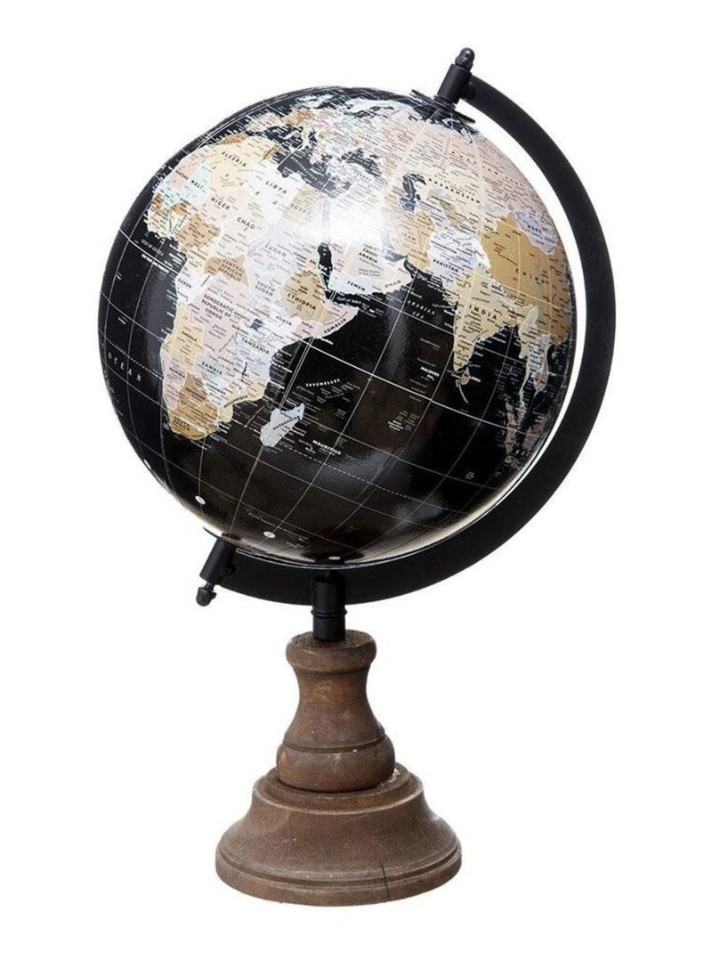 Globe terrestre base bois H32 Noir - Kiabi