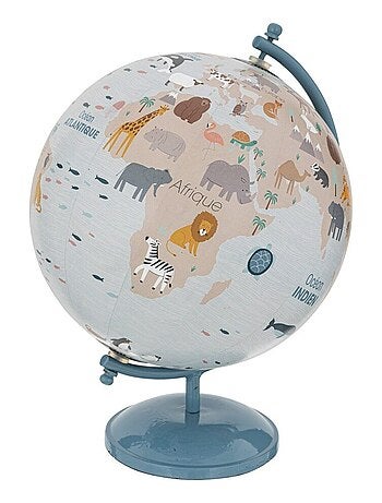 Globe terrestre base métal pour enfant bleu D20