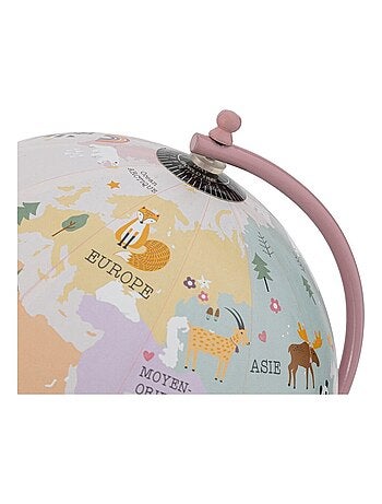 Globe terrestre base métal pour enfant rose D20