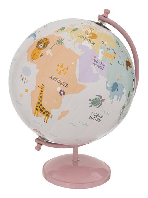 Globe terrestre base métal pour enfant rose D20 - Kiabi