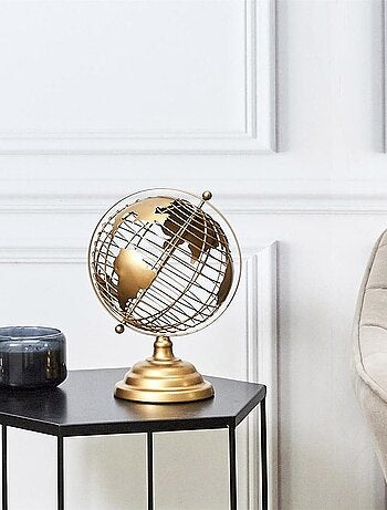 Globe terrestre métal doré