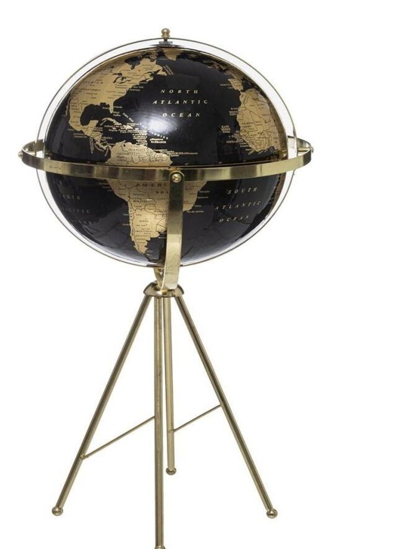 Globe terrestre noir et or H60 cm Noir - Kiabi