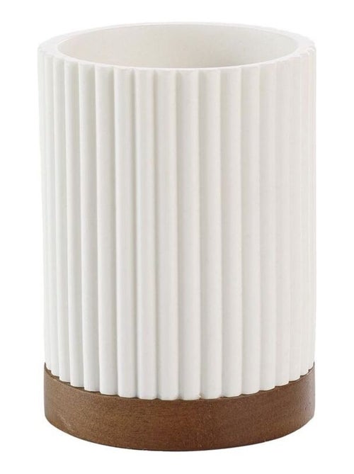 Gobelet de salle de bain Hamilton effet pierre et acacia - Kiabi