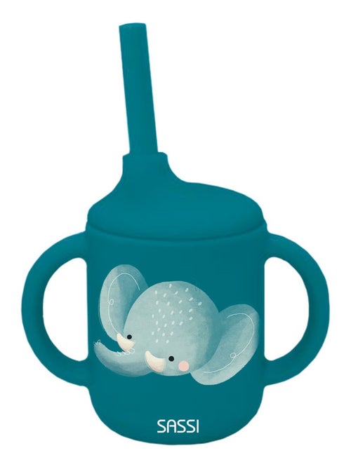 Gobelet en silicone avec poignées et paille animaux - Kiabi