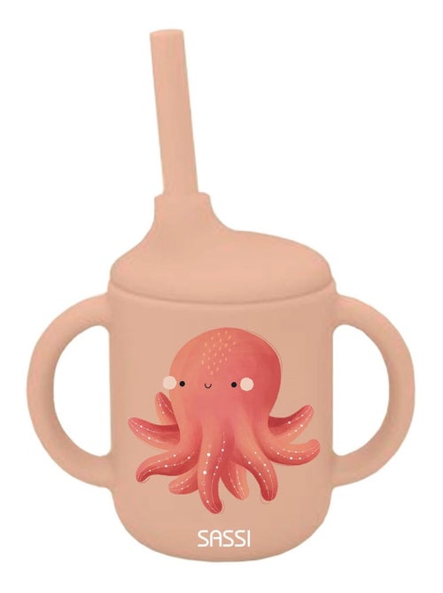 Gobelet en silicone avec poignées et paille animaux - Kiabi