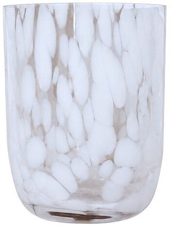 Gobelet en verre tacheté blanc