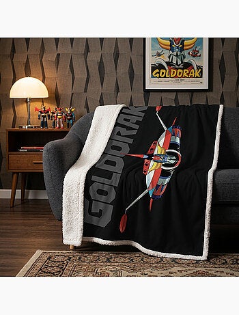 Goldorak couverture polaire reversible 130x170 cm noire