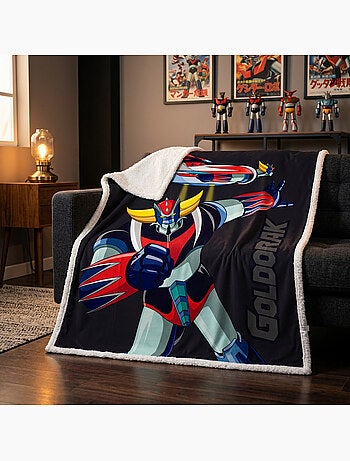 Goldorak couverture polaire reversible 130x170 cm robot noire