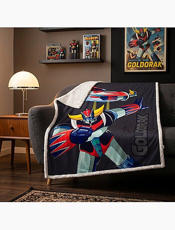 Goldorak couverture polaire reversible 130x170 cm robot noire