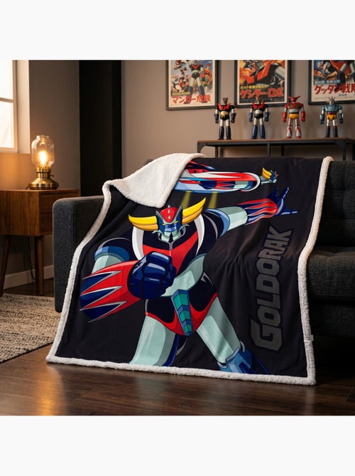 Goldorak couverture polaire reversible 130x170 cm robot noire - Kiabi
