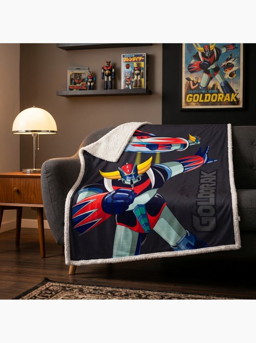 Goldorak couverture polaire reversible 130x170 cm robot noire - Kiabi