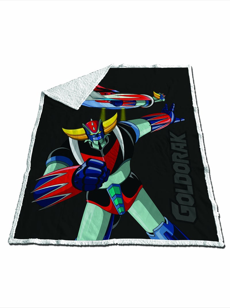 Goldorak couverture polaire reversible 130x170 cm robot noire Noir Beige Noir - Kiabi