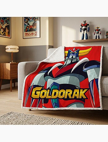 Goldorak couverture polaire reversible 130x170 cm robot noire