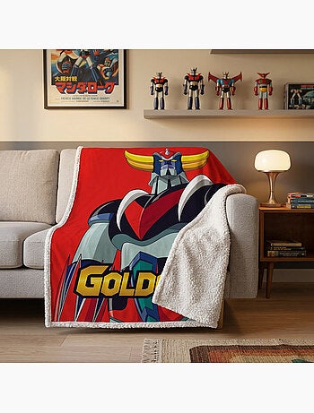 Goldorak couverture polaire reversible 130x170 cm robot noire