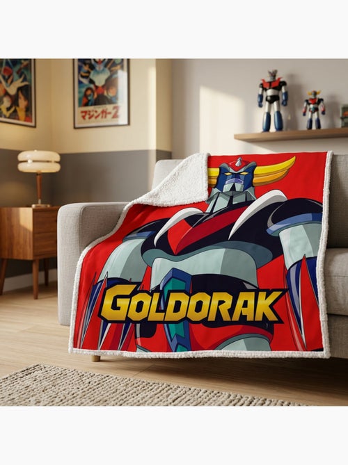 Goldorak couverture polaire reversible 130x170 cm robot noire - Kiabi