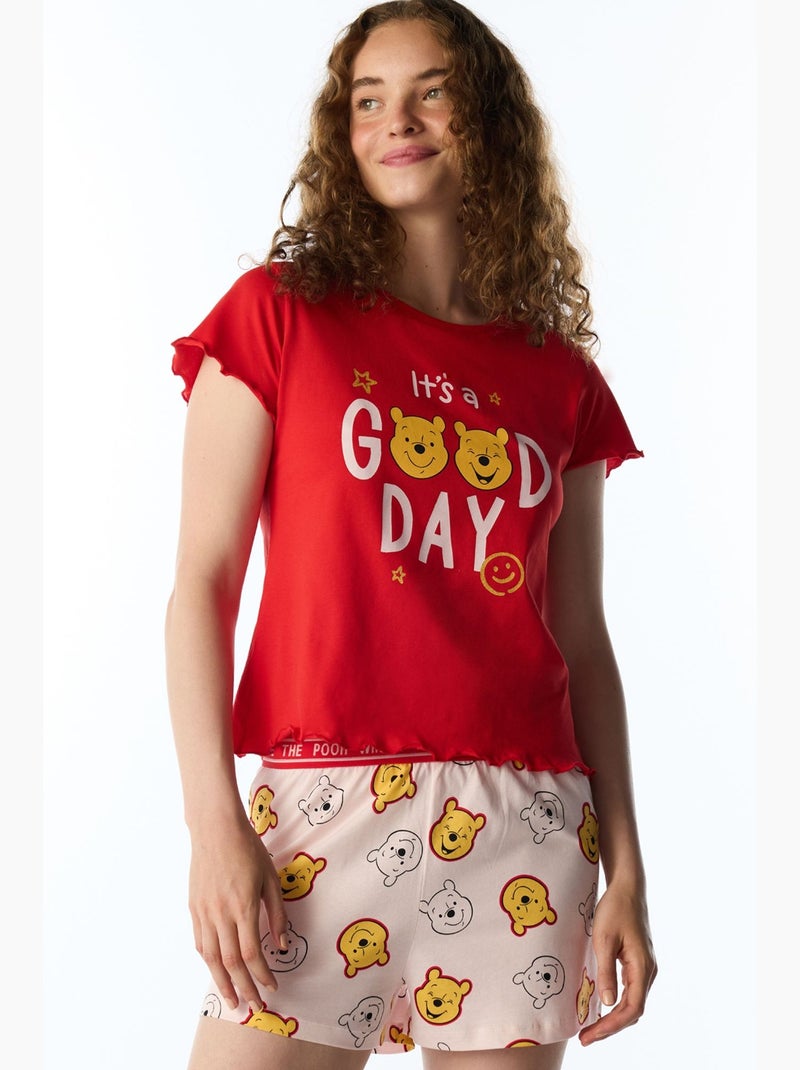 Good day ensemble de pyjama à motif ours, manches courtes penti Blanc Rouge - Kiabi