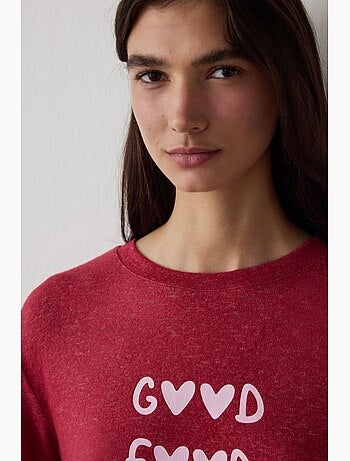 Good mood haut de pyjama sweat à slogan imprimé et effet thermique penti