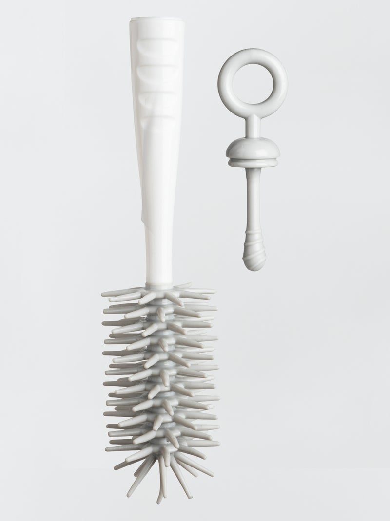 Goupillon et brosse tétine en picots Blanc - Kiabi