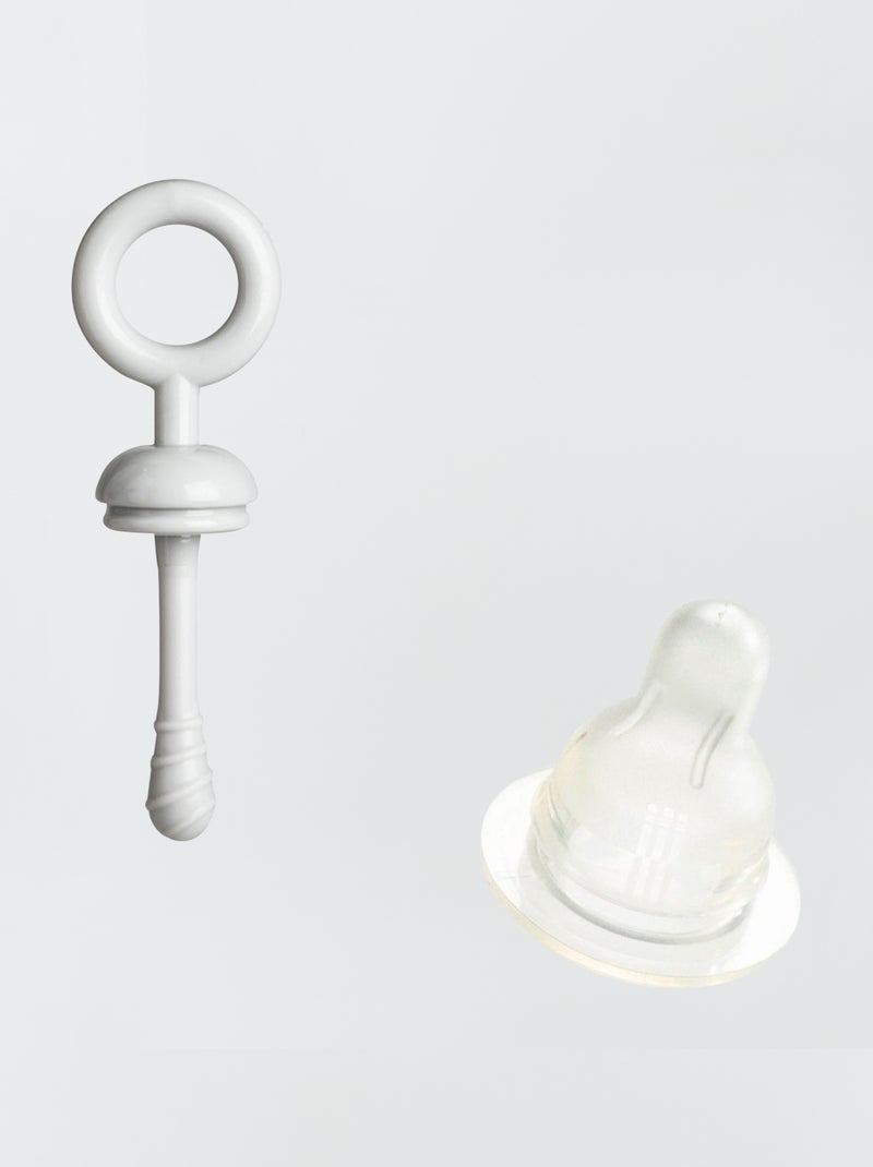 Goupillon et brosse tétine en picots Blanc - Kiabi
