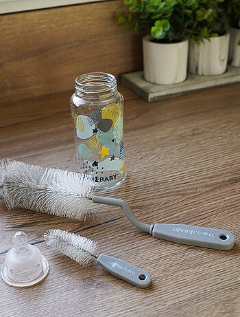 Goupillon rotatif pour biberon + goupillon tétines