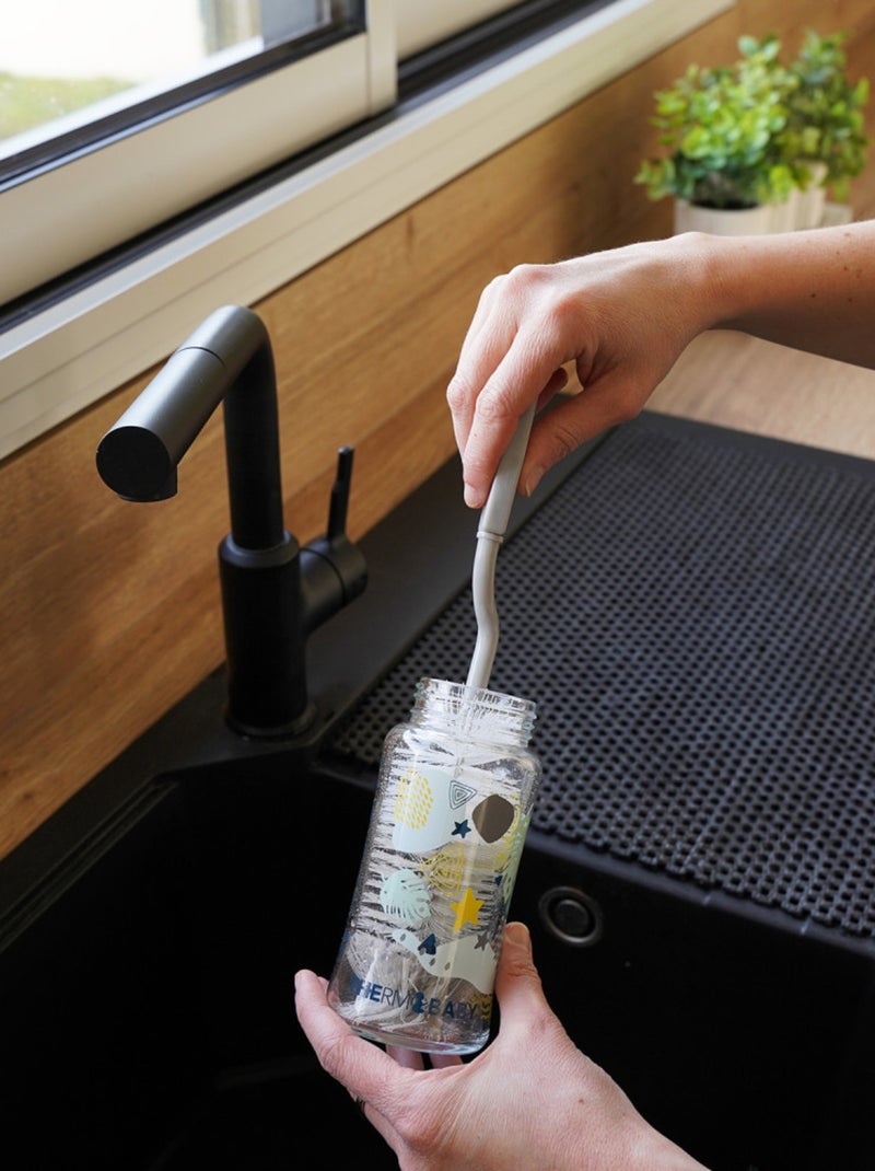 Goupillon rotatif pour biberon + goupillon tétines Gris - Kiabi