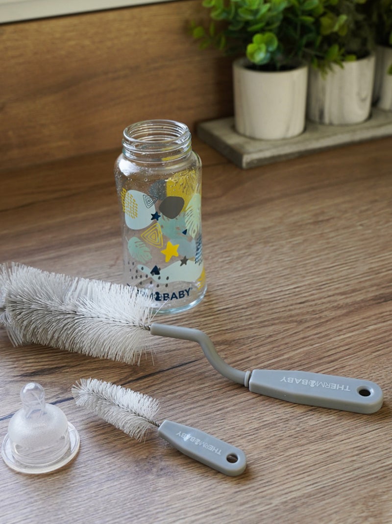 Goupillon rotatif pour biberon + goupillon tétines Gris - Kiabi
