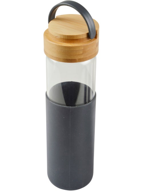 Gourde en verre et bambou Anthracite - Kiabi