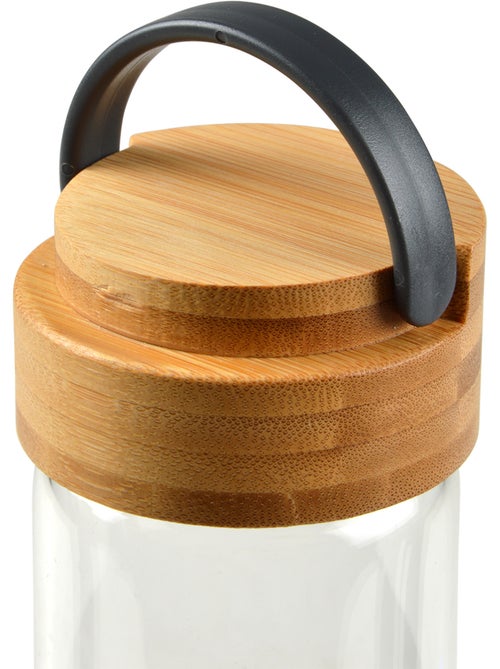 Gourde en verre et bambou Anthracite - Kiabi