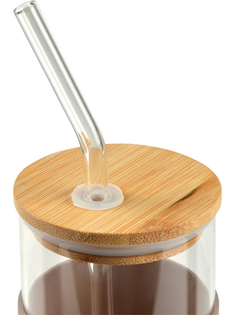 Gourde en verre et bambou avec paille Taupe Taupe - Kiabi