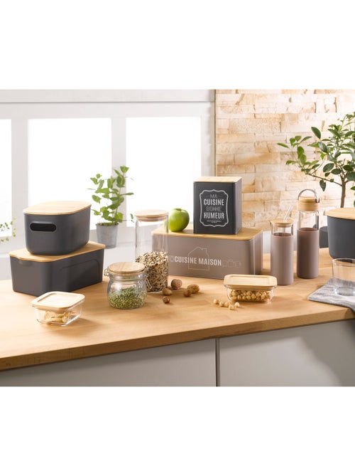 Gourde en verre et bambou avec paille Taupe - Kiabi