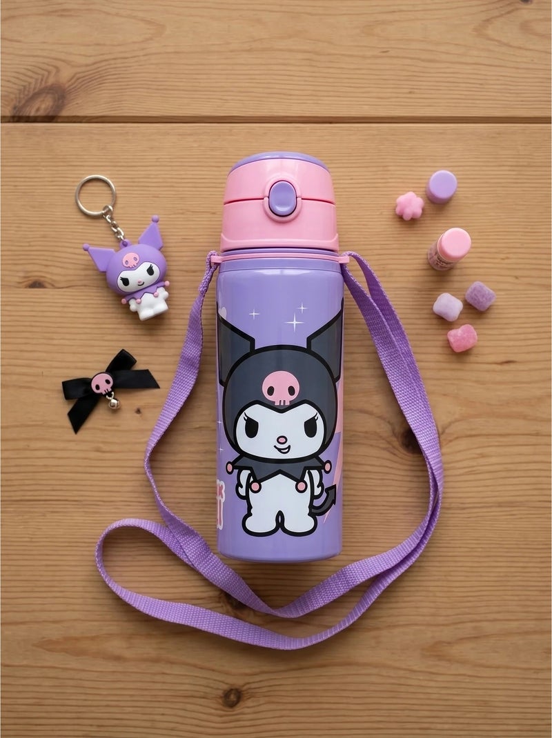 Gourde enfant 600 ml avec poignée kuromi sanrio Noir - Kiabi