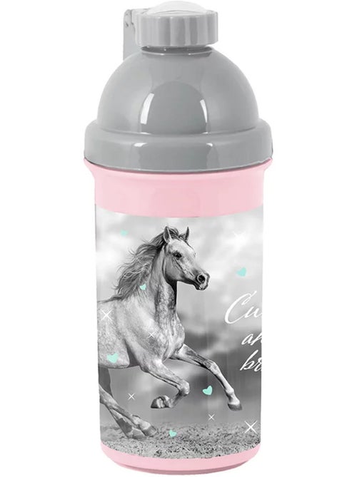 Gourde enfant en plastique motif cheval gris et rose – 18 cm La boutique des toons - Kiabi