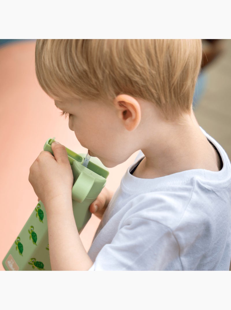 Gourde enfant en silicone mabebi 350 ml – idéale pour l'école et la rentrée - tortue Vert - Kiabi