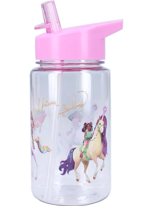 Gourde enfant Unicorn Academy de 450 ml - Paille intégrée et poignée - Kiabi