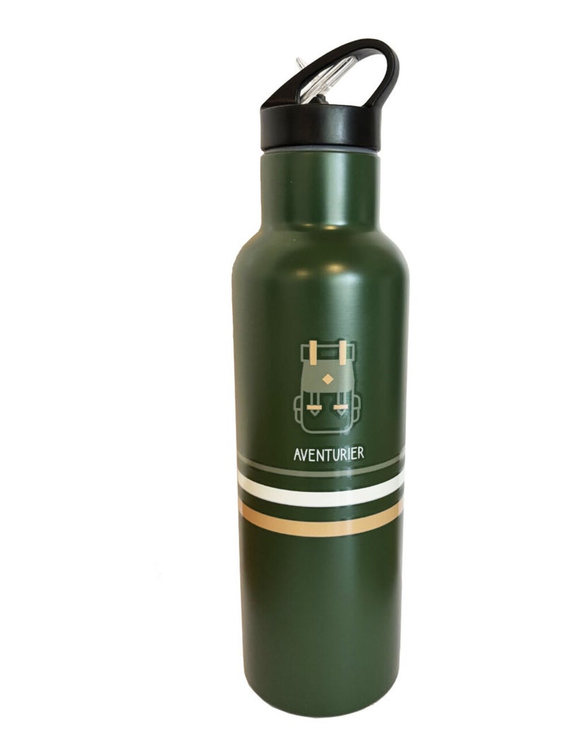 Gourde isotherme en inox bouchon sport 590 ml - Aventurier Vert - Kiabi