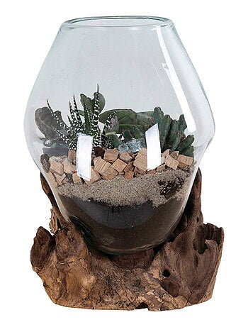 Goutte d'eau de Saint-Marin - Goutte d'eau, teck/verre, nature, h15-20 cm