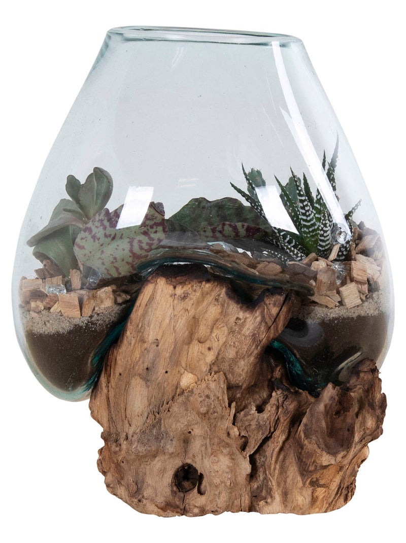 Goutte d'eau de Saint-Marin - Goutte d'eau, teck/verre, nature, h15-20 cm Beige - Kiabi