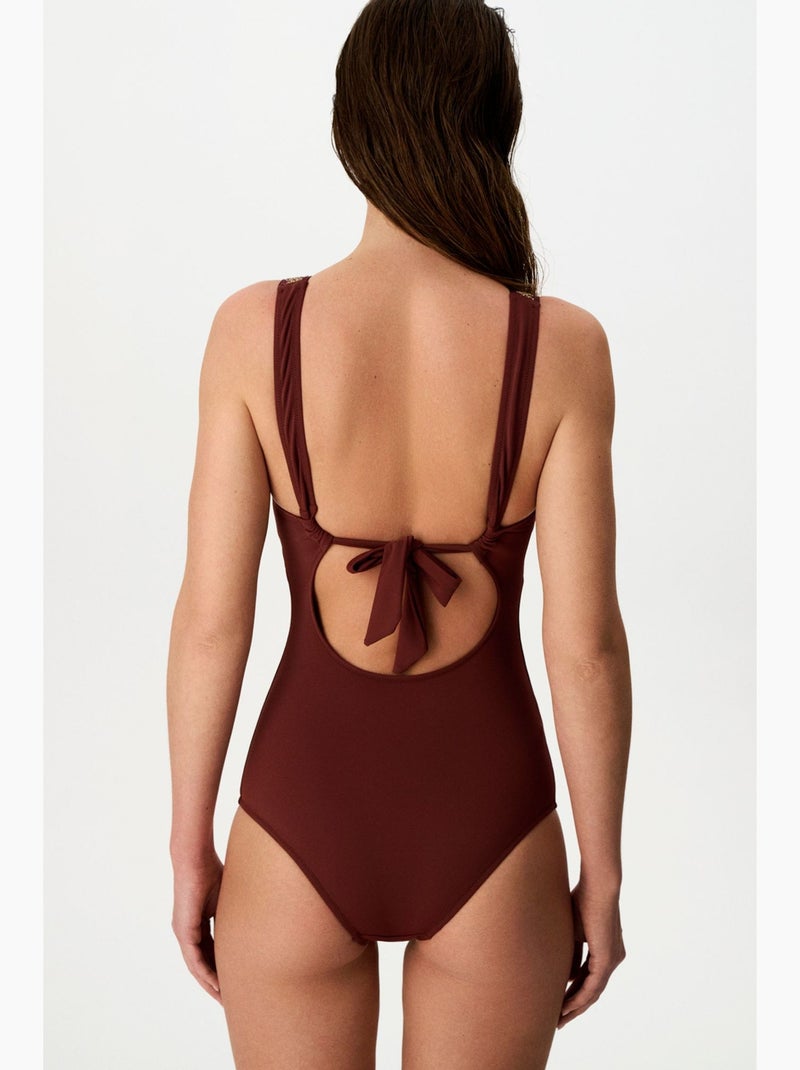 Gracie maillot de bain à col v profond penti Rouge bordeaux - Kiabi