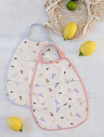 Grand bavoir avec poche Happy Fruits Pêche