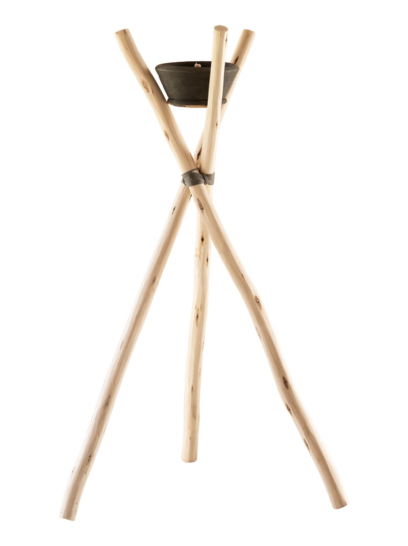 Grand bougeoir torche extérieur avec bougie Beige - Kiabi