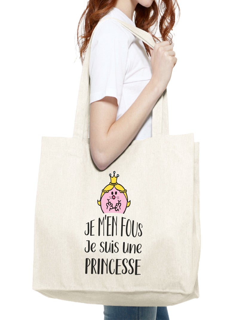 Grand cabas JE M EN FOUS JE SUIS UNE PRINCESSE Beige - Kiabi