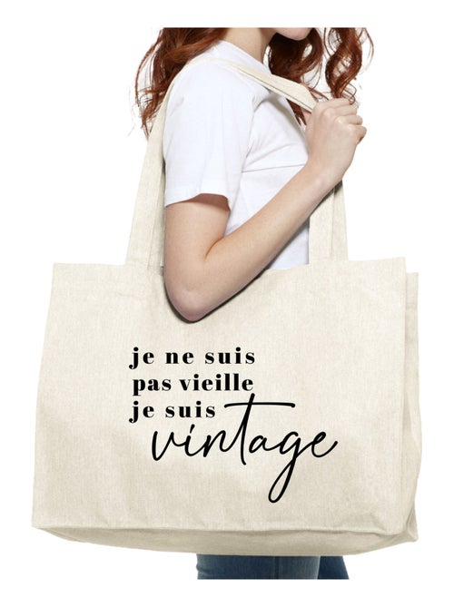 Grand cabas JE NE SUIS PAS VIEILLE JE SUIS VINTAGE - Kiabi